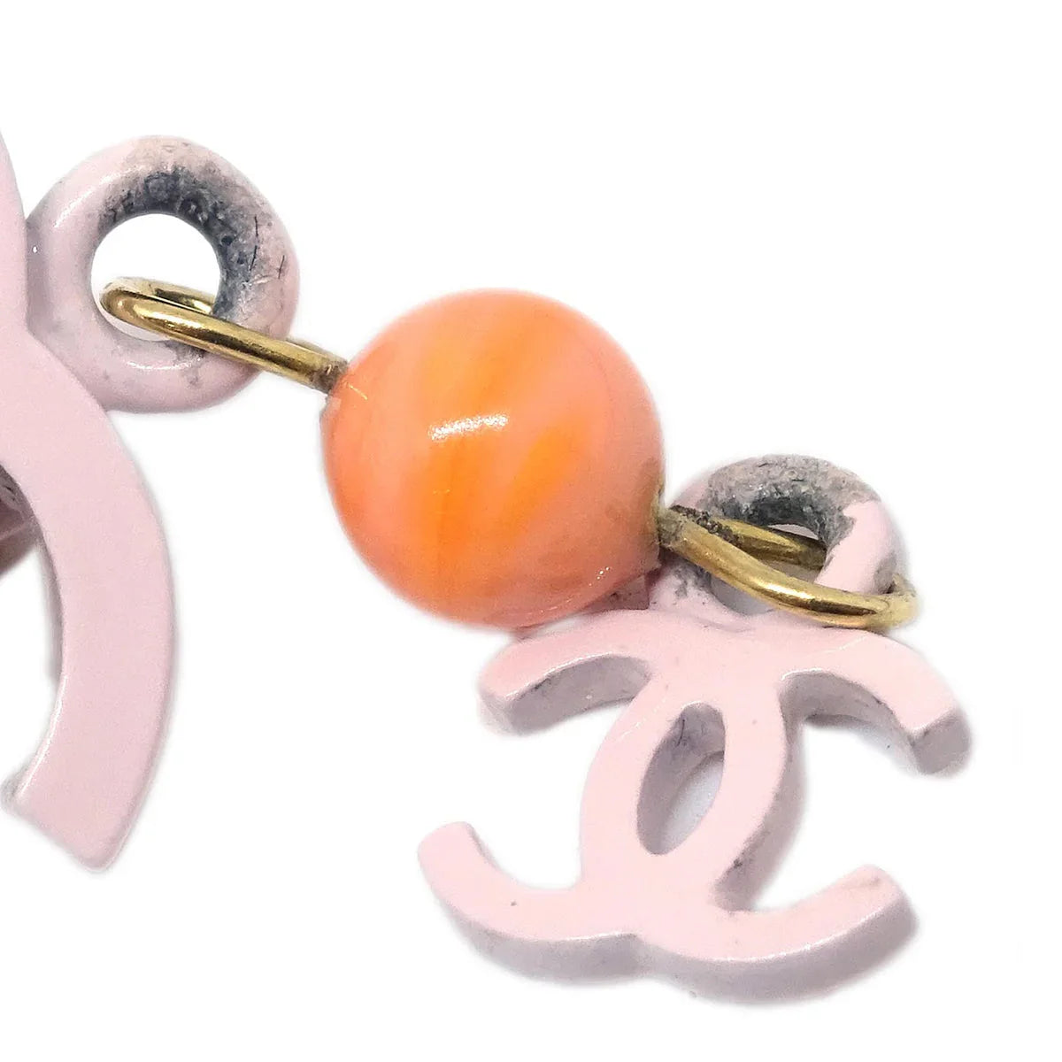 Chanel Dangle Earrings Clip-On Pink 03S