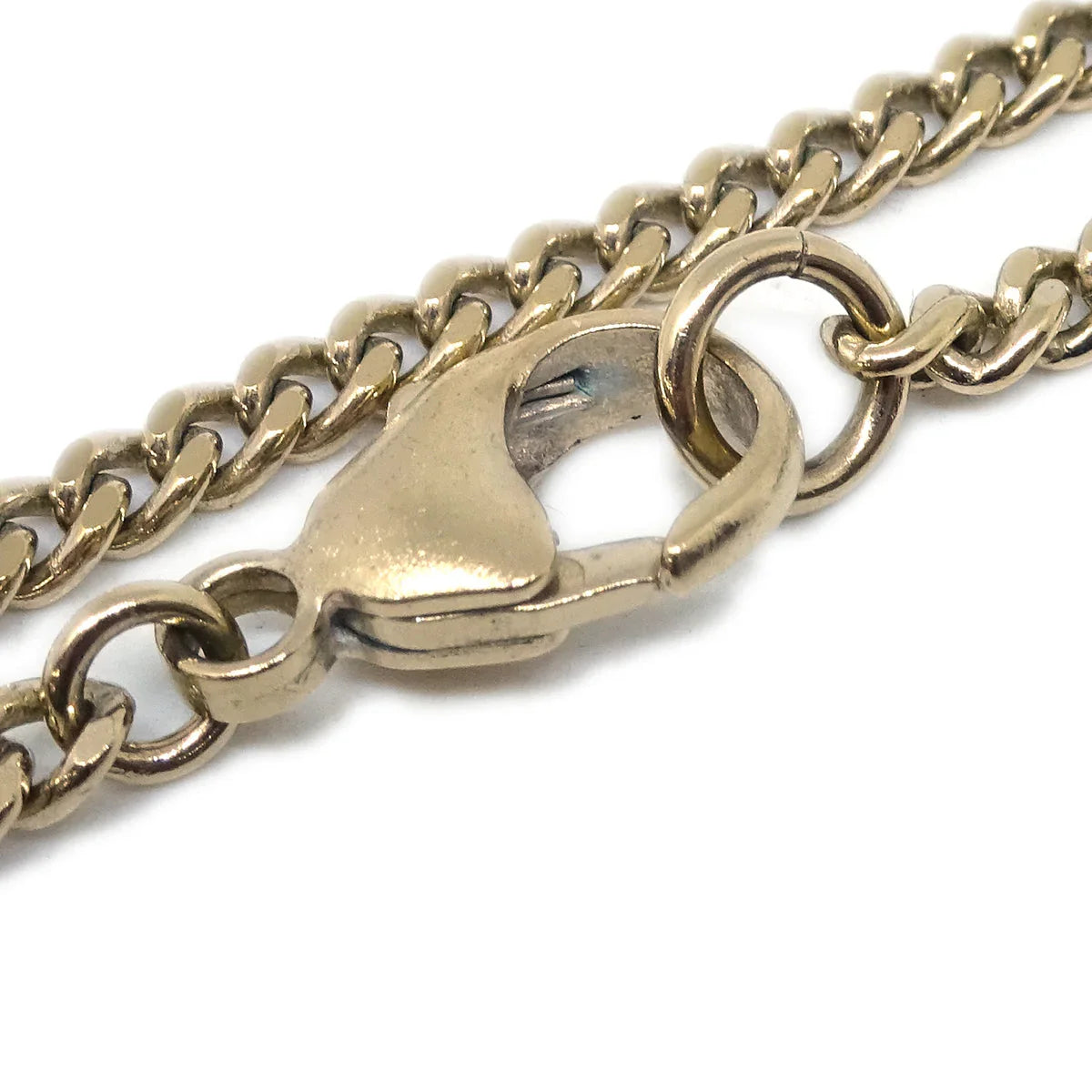Chanel Bow CC Chain Necklace Pendant Gold Black 07C