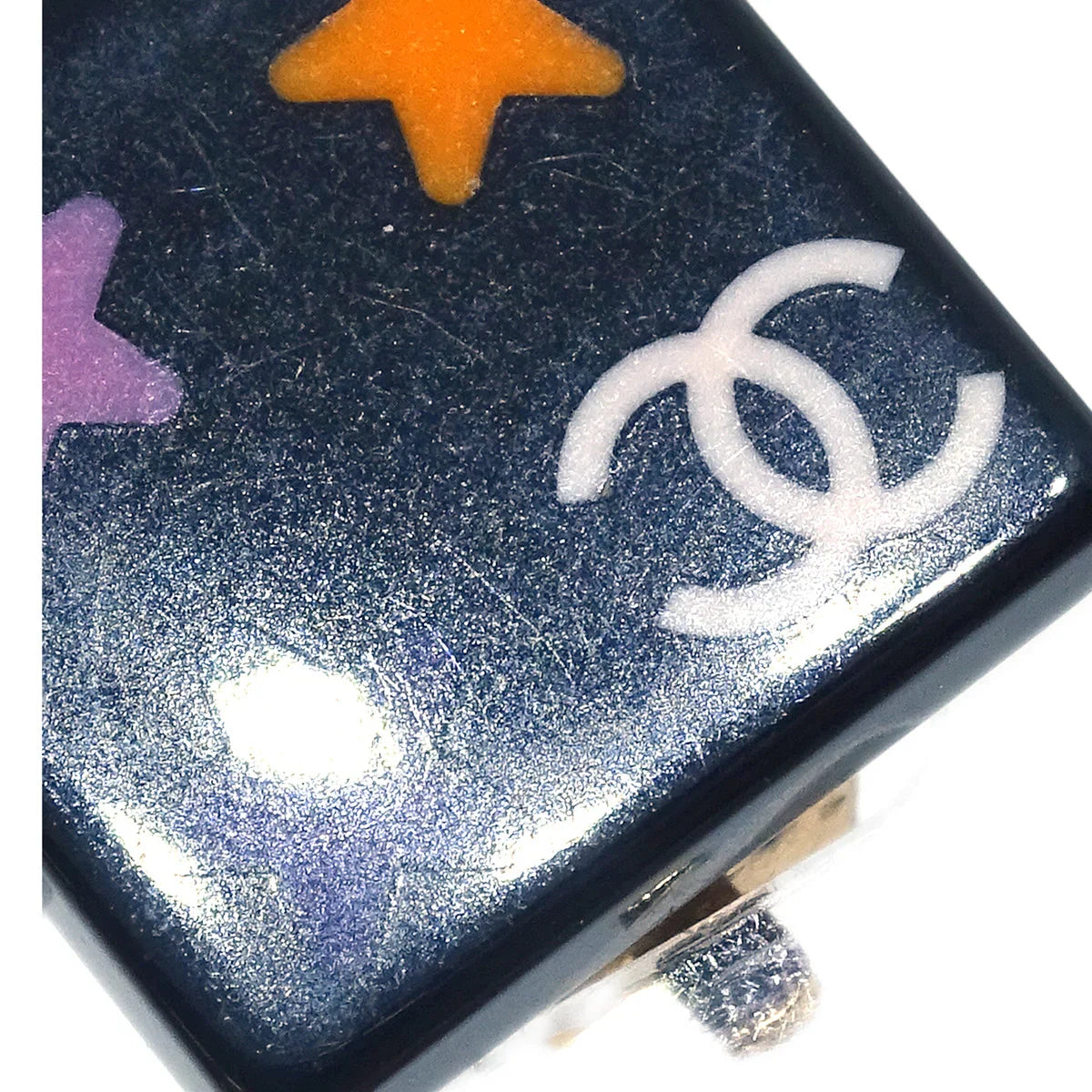 Chanel Square Earrings Clip-On Black 03A