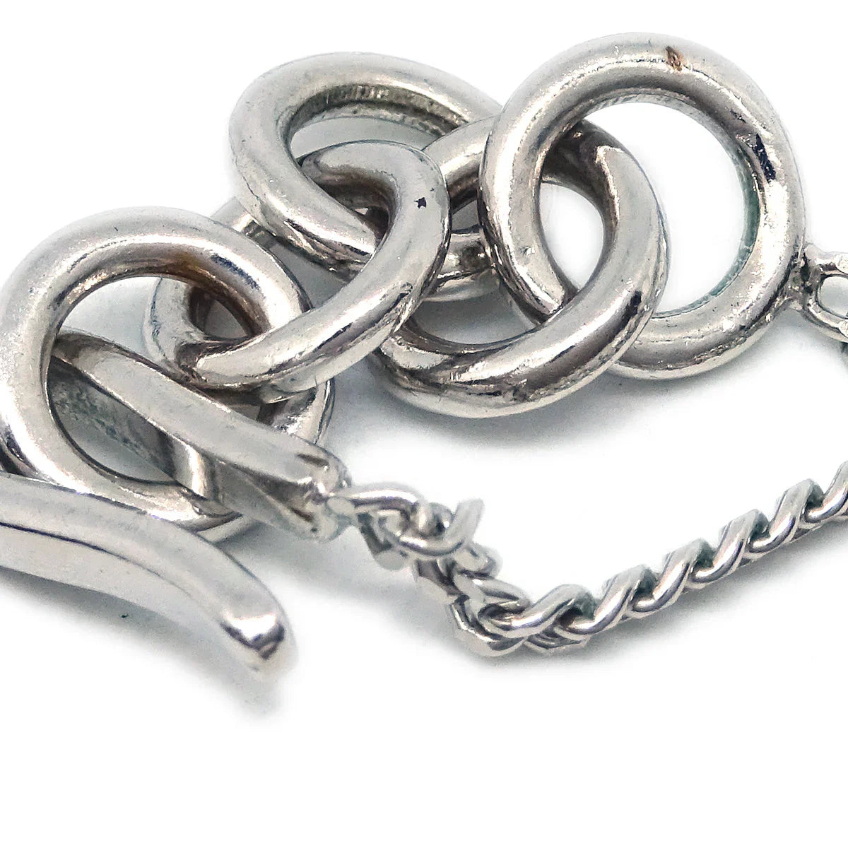 Chanel CC Chain Necklace Pendant Rhinestone Silver 04P