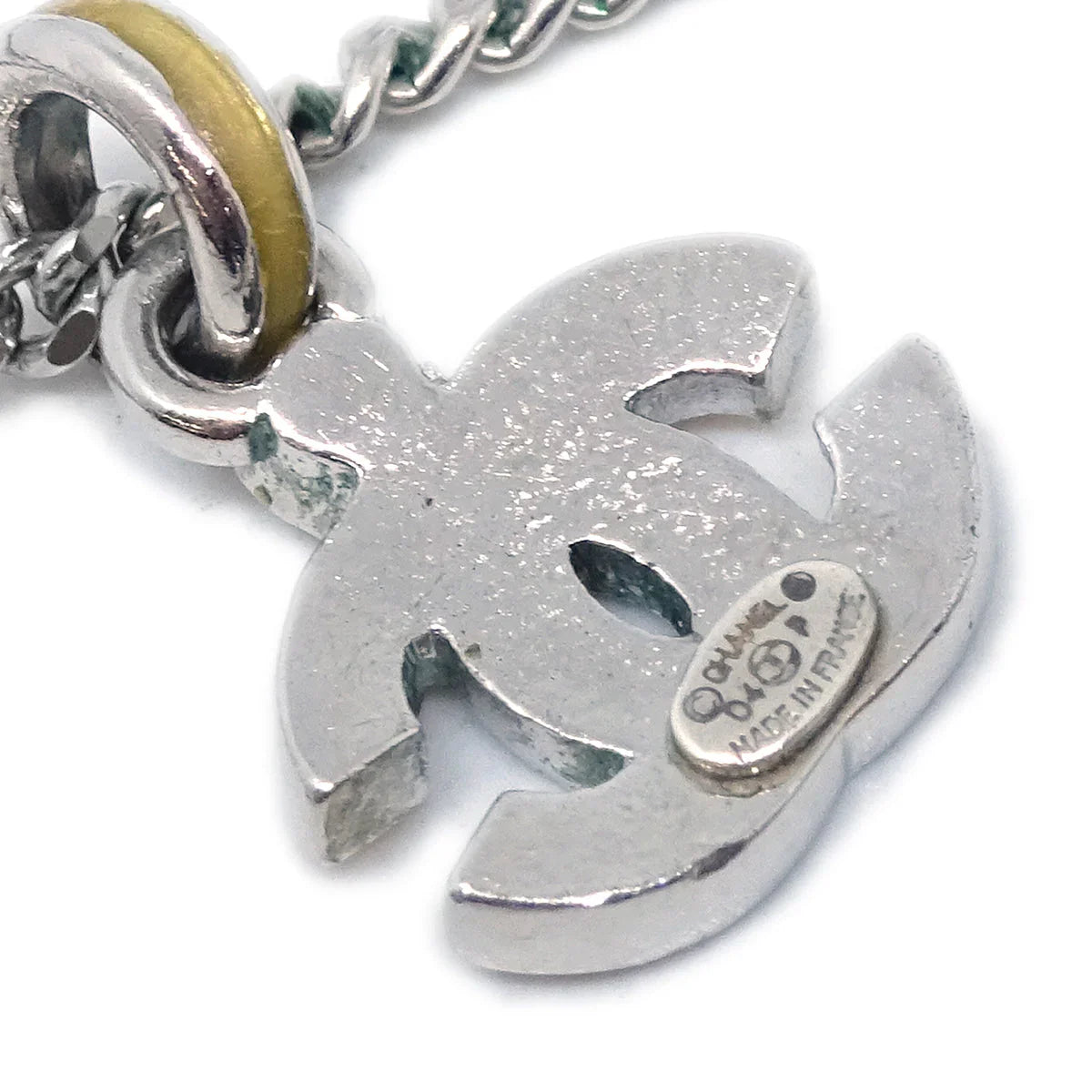 Chanel CC Chain Necklace Pendant Rhinestone Silver 04P
