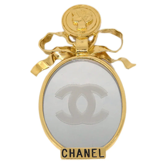 Chanel Bow Mirror Brooch Pin Gold