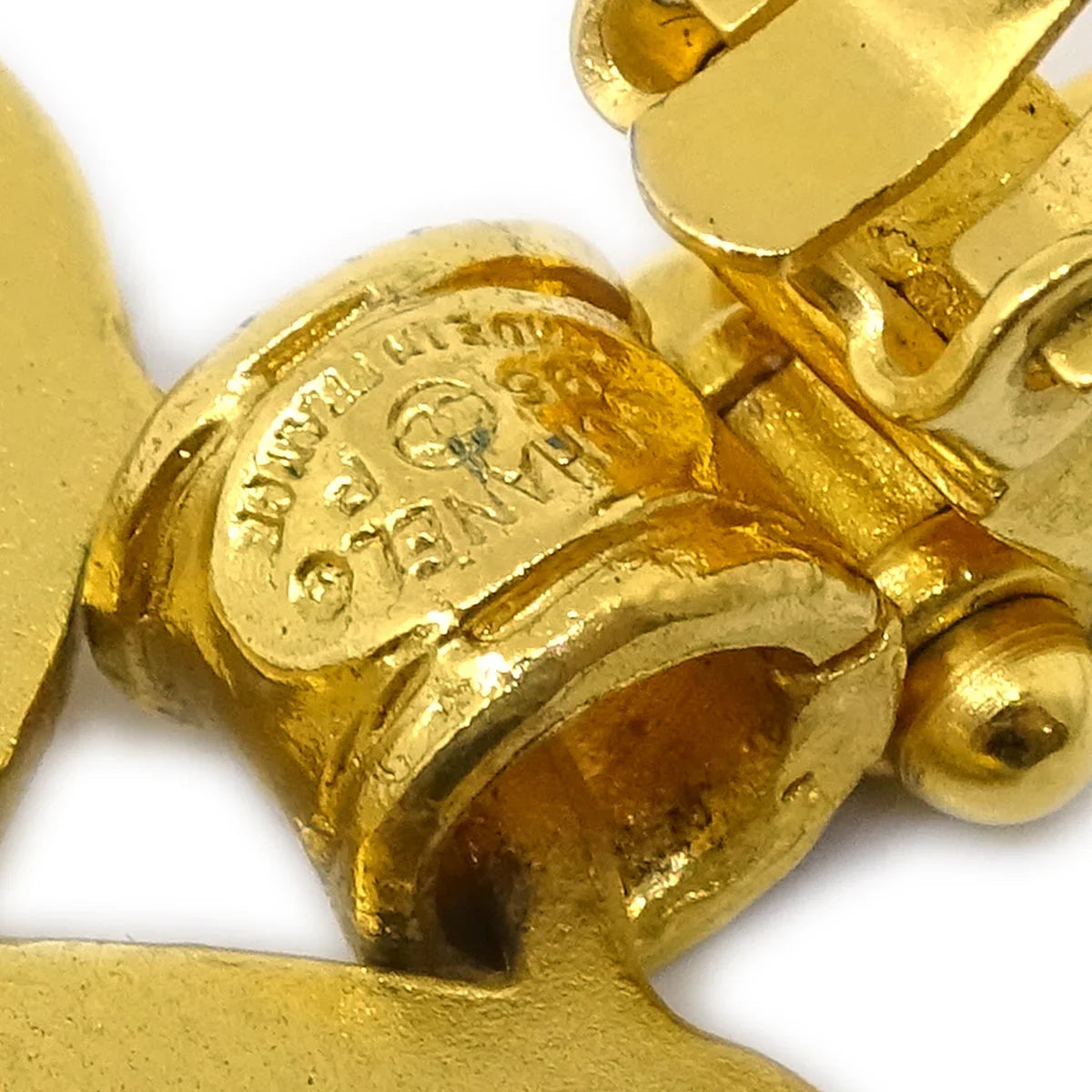 Chanel Dangle Heart Earrings Gold Clip-On 95P