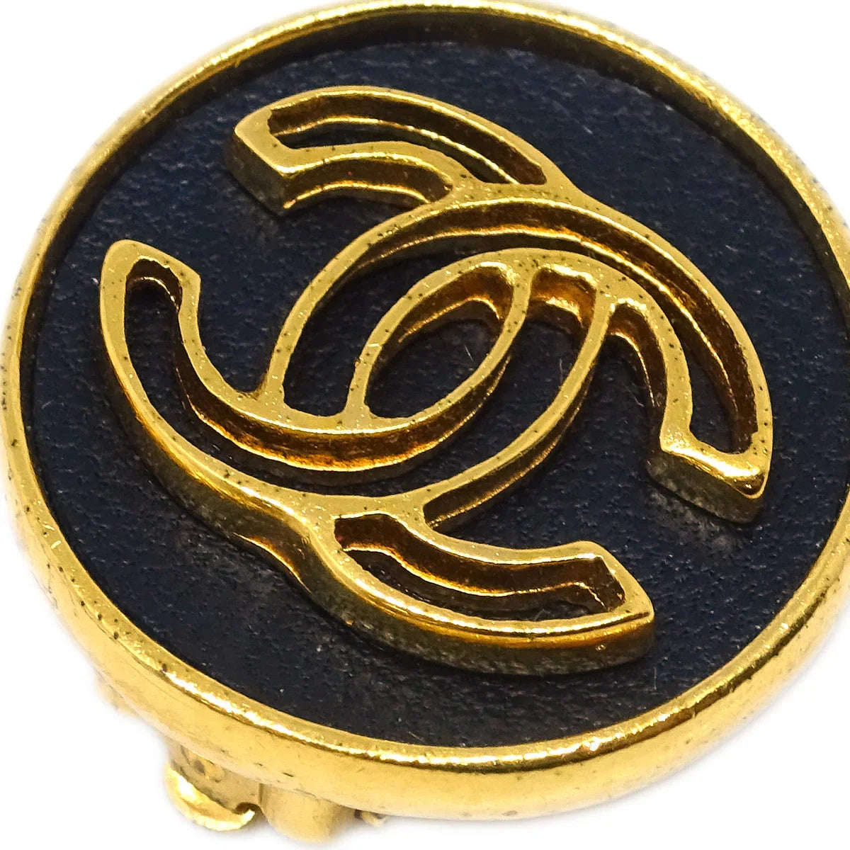 Chanel Black Button Earrings Clip-On 03P