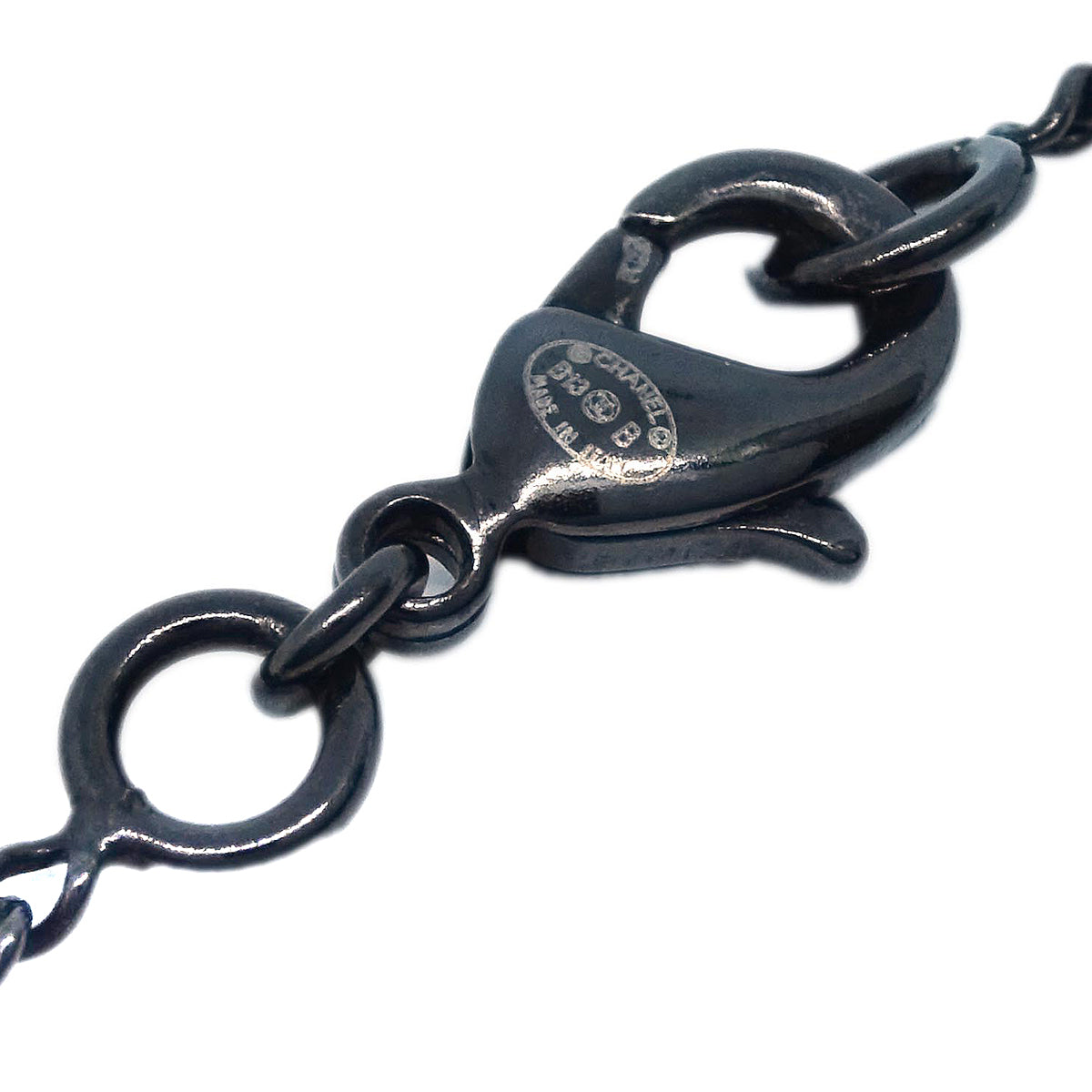 Chanel Chain Necklace Silver Black B13B