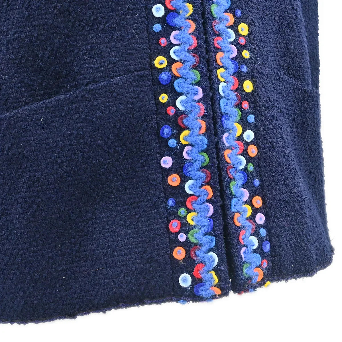Chanel 1997 Collarless Zip Up Jacket Navy #44