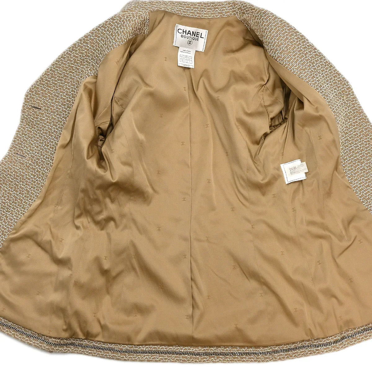 Chanel 1998 Single Breasted Jacket Beige #38
