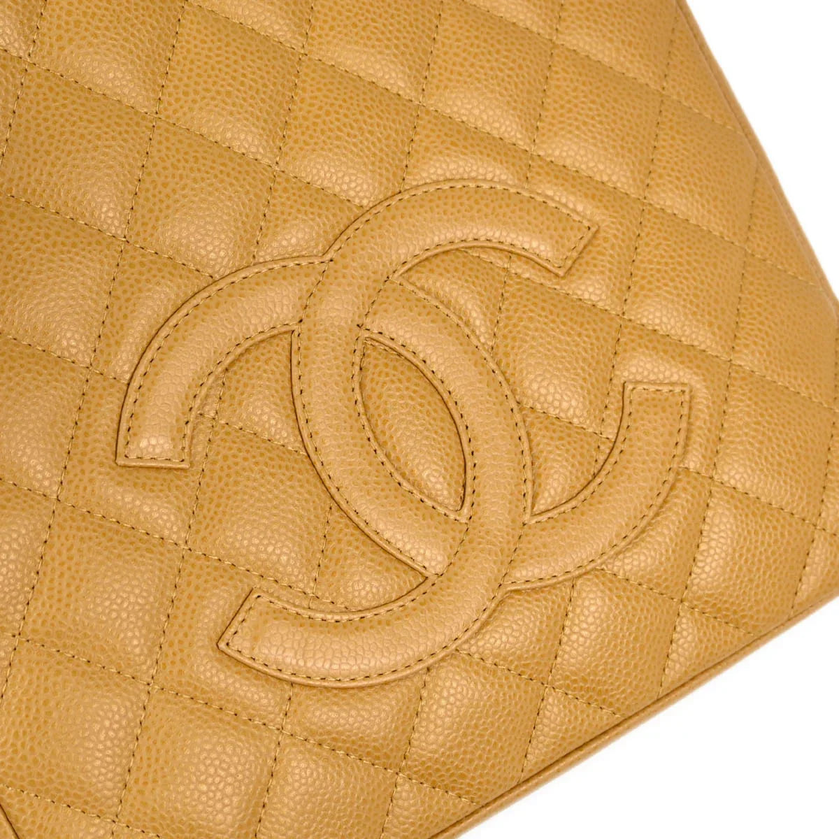 Chanel 2003-2004 Beige Caviar Petite Shopping Tote PST Tote Handbag
