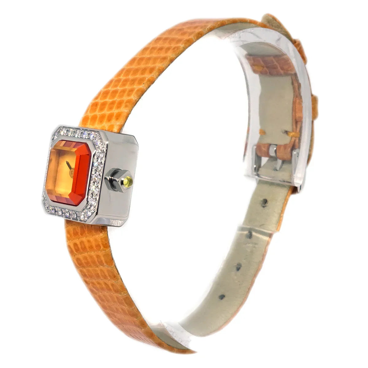 Corum * Sugar Cube Ref.137.428.47 Quartz Watch SS Diamond Orange