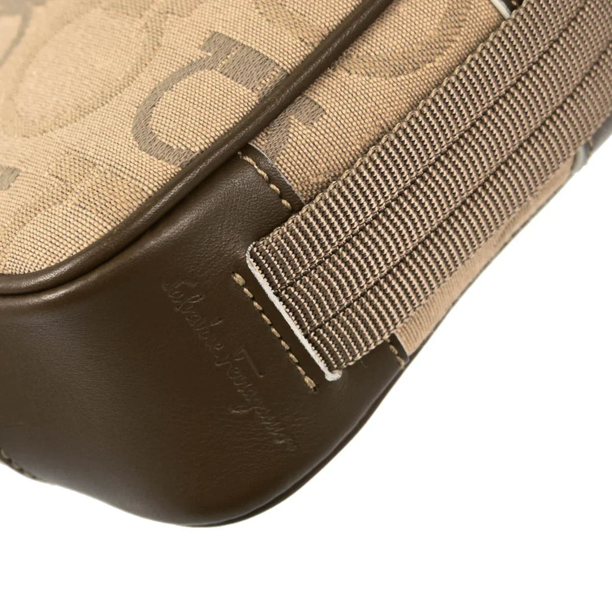 Salvatore Ferragamo Beige Canvas Shoulder Bag