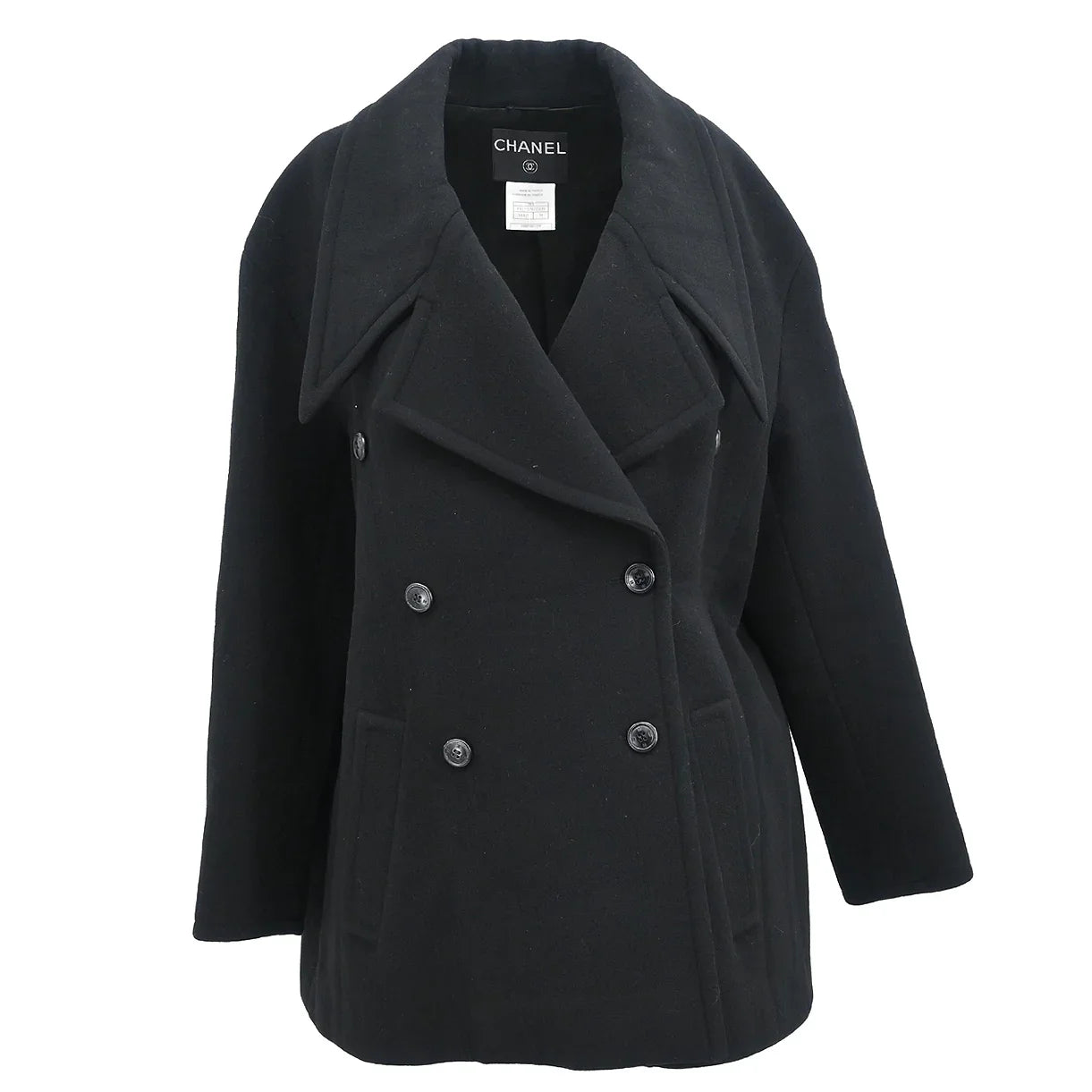 Chanel 1998 Double Breasted Jacket Coat Black #38