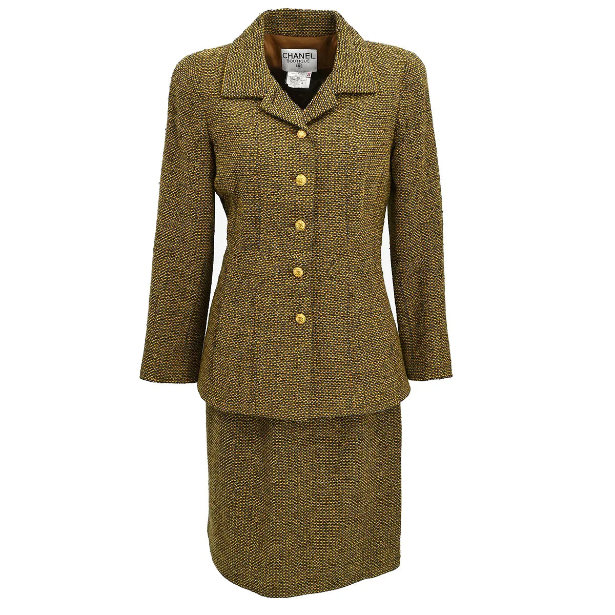 Chanel 1996 Setup Suit Jacket Skirt Brown #38