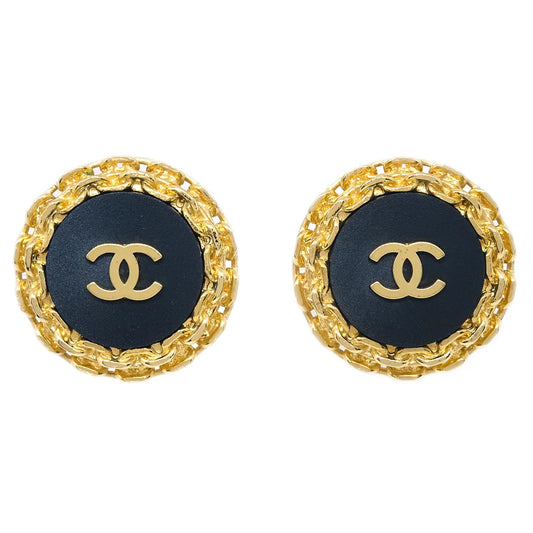 Chanel Black Button Earrings Clip-On 28