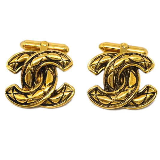 Chanel CC Cuff Links Gold Small Good