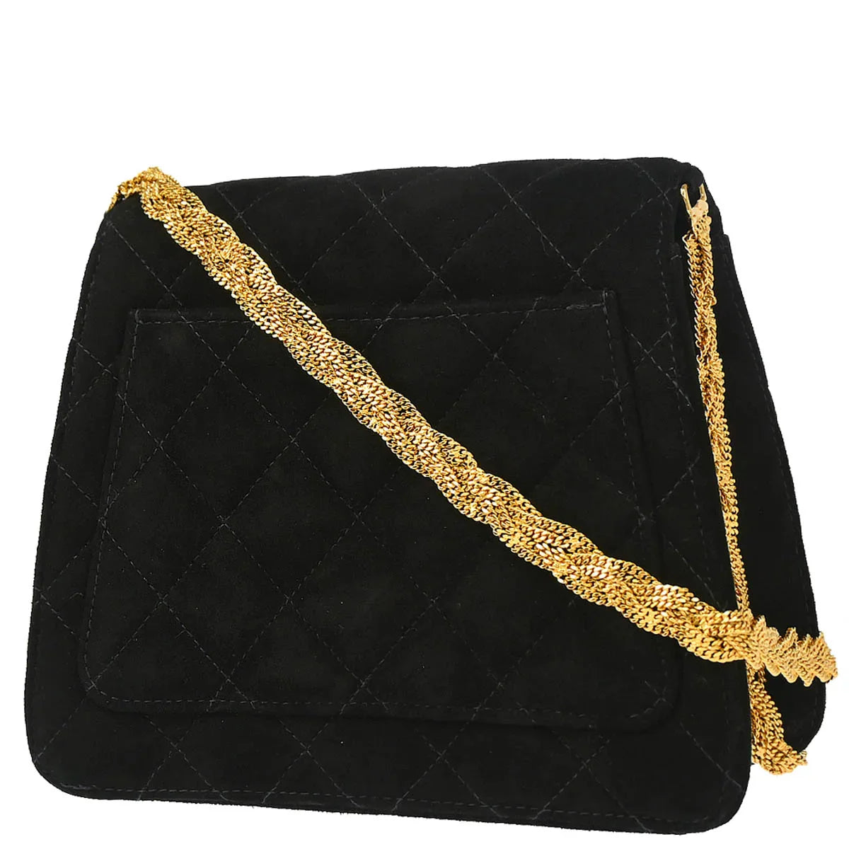 Chanel 1997-1999 Black Suede Single Flap Shoulder Bag