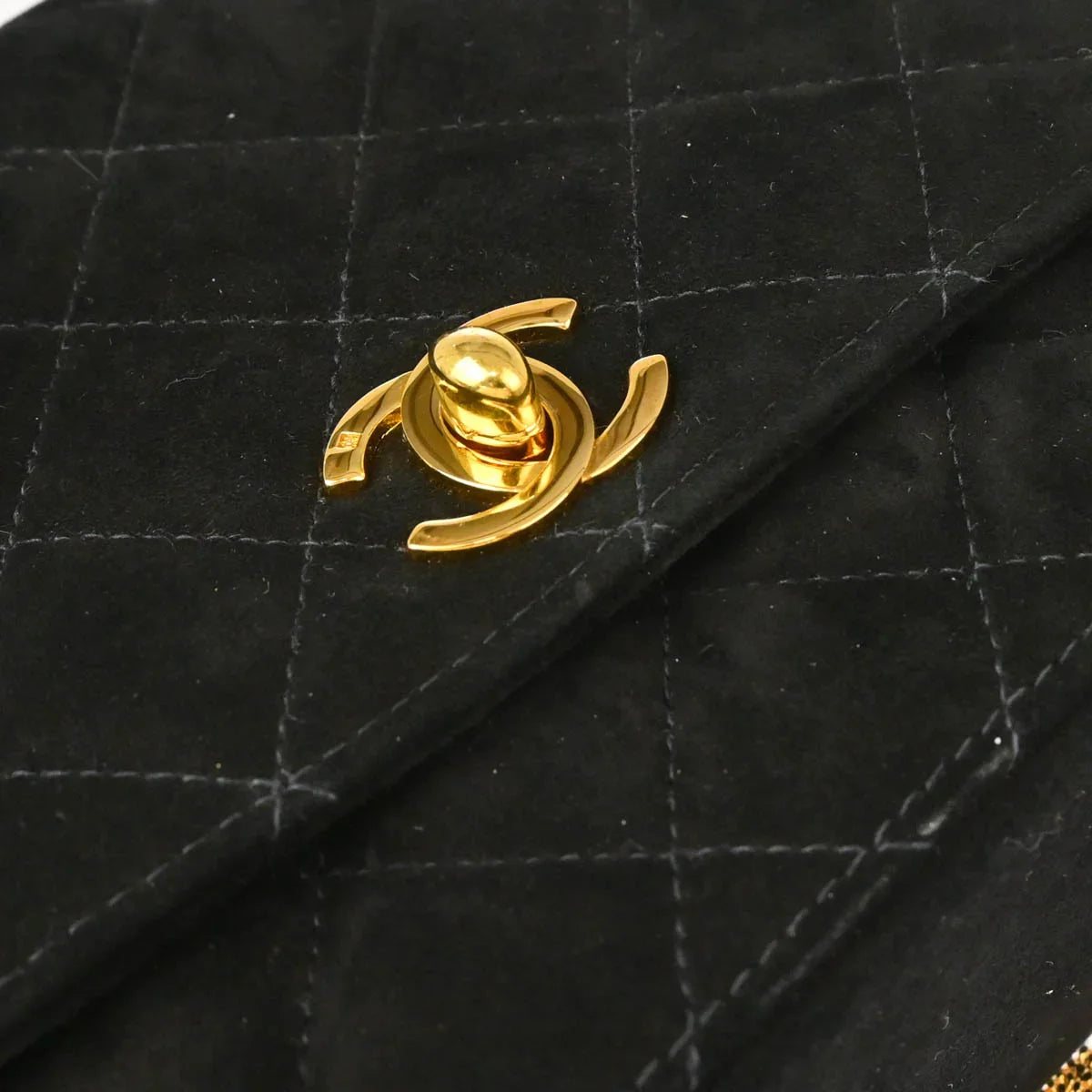 Chanel 1997-1999 Black Suede Single Flap Shoulder Bag