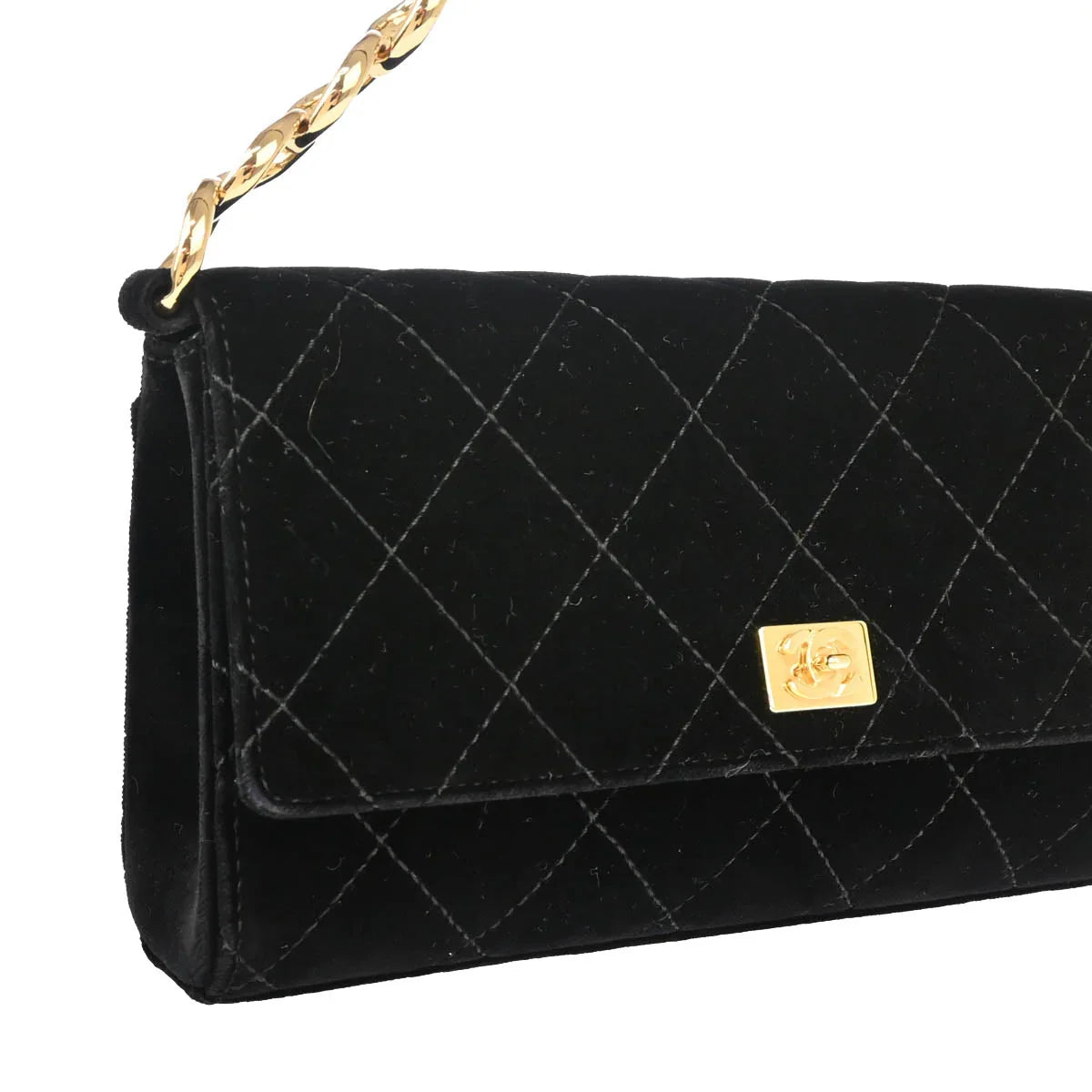 Chanel 2001-2003 Black Velours Chain Handbag
