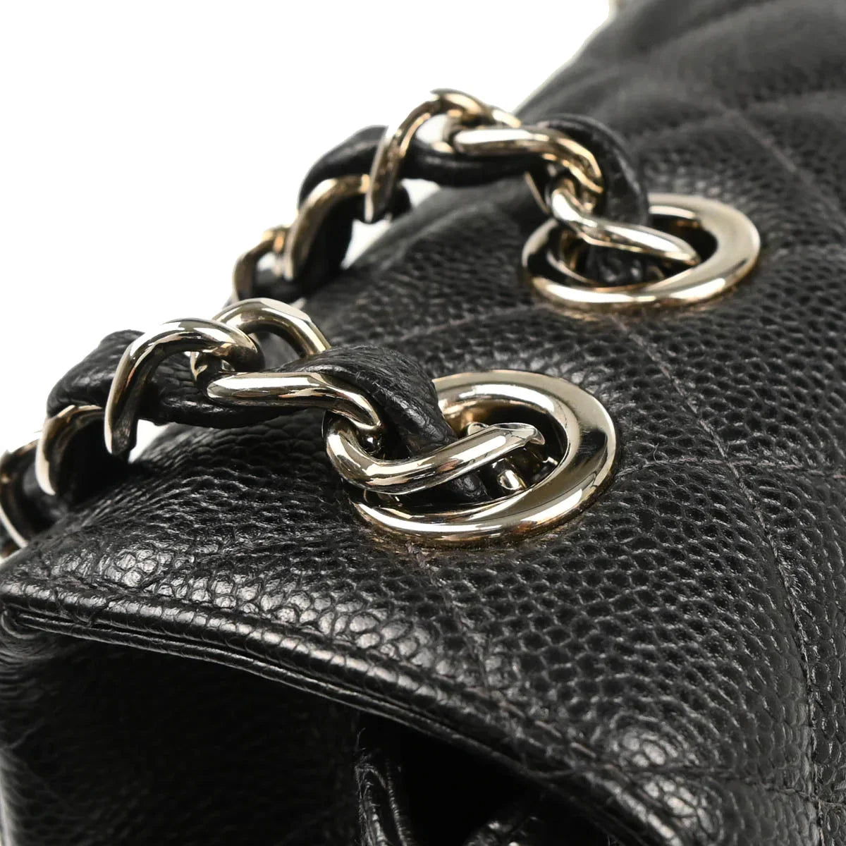 Chanel 1997-1999 Black Caviar Jumbo Classic Flap Shoulder Bag