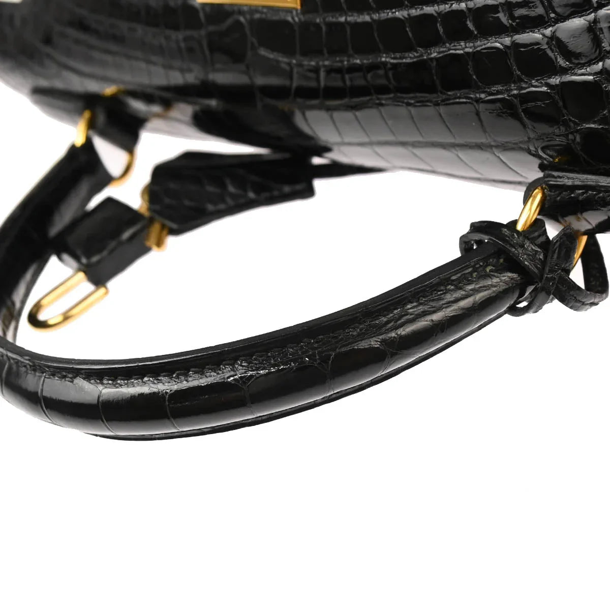 Hermes * 1993 Black Alligator Kelly 28 Sellier 2way Shoulder Handbag