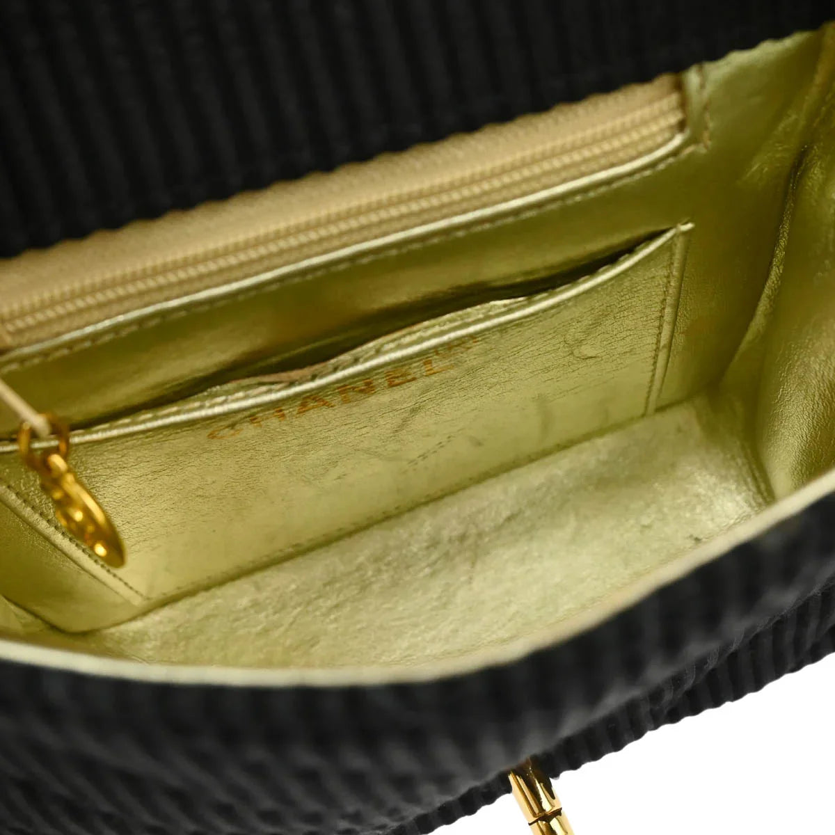 Chanel * 1991-1994 Black Satin Chevron Shoulder Bag