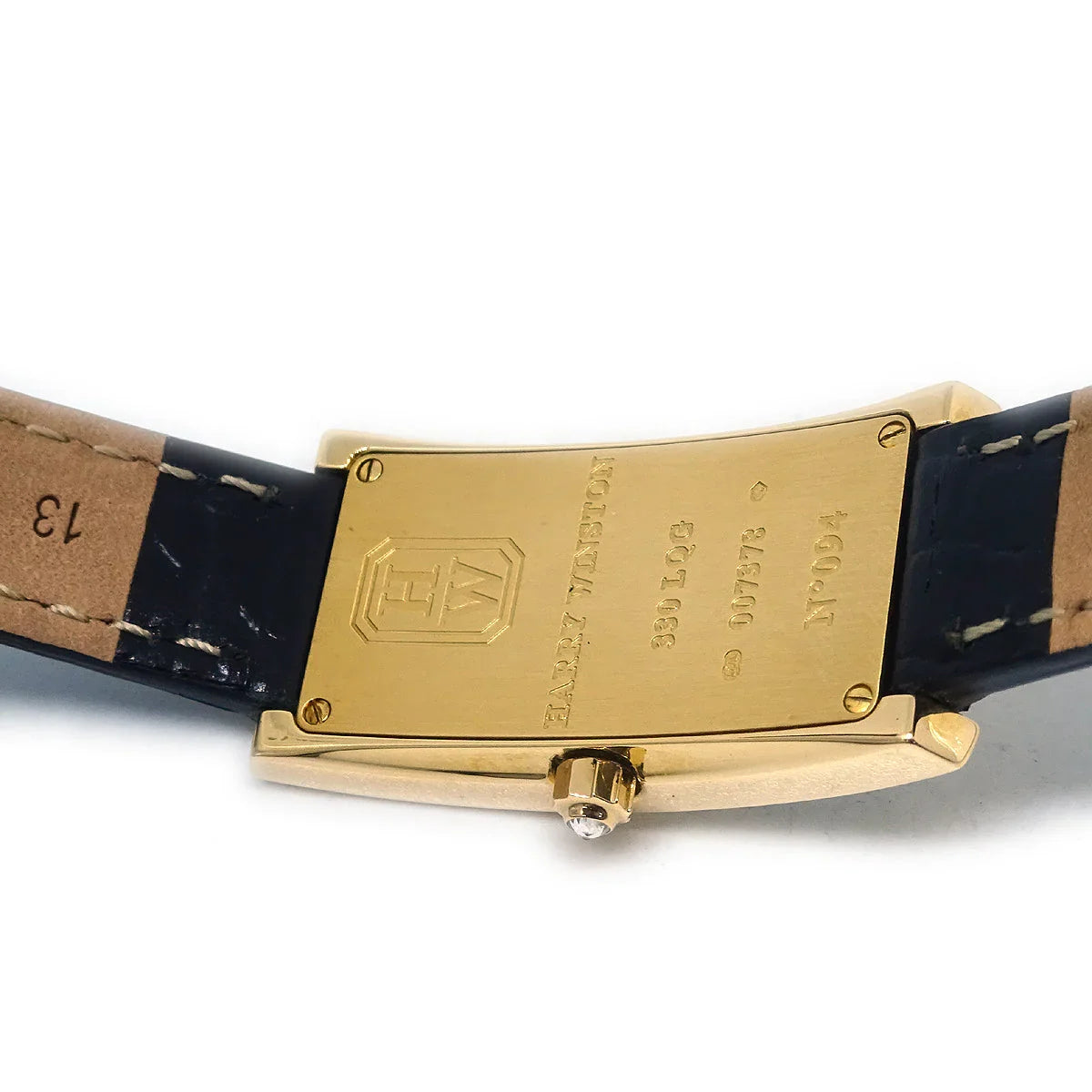 Harry Winston * Ref.330LQG Avenue C Quartz Watch 18KYG Black Crocodile