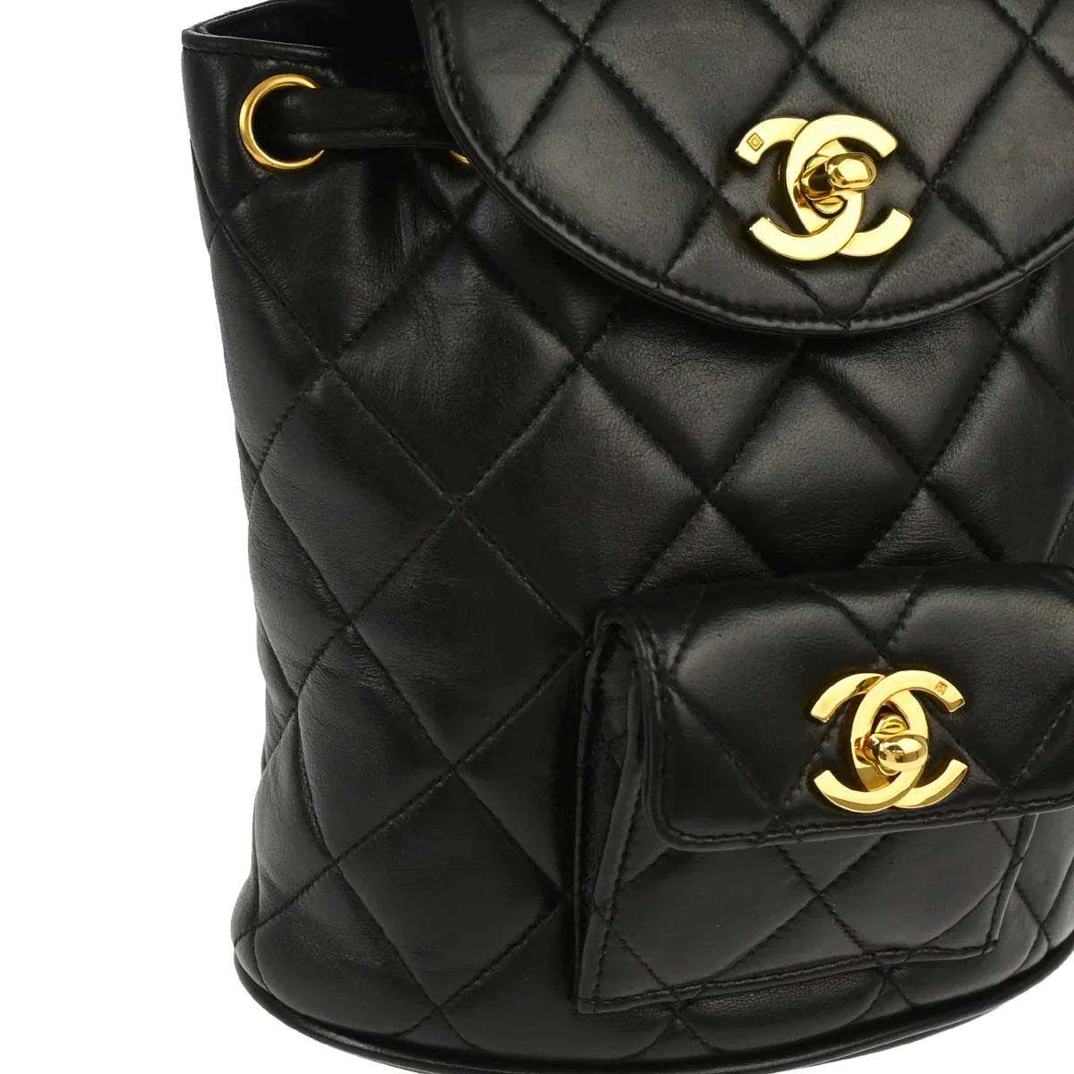 Chanel 1991-1994 Black Lambskin Duma Backpack Small