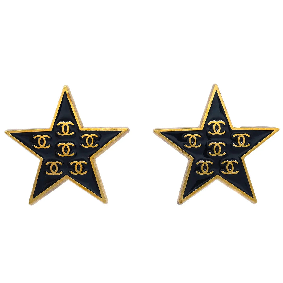 Chanel Star Earrings Clip-On Black 01P