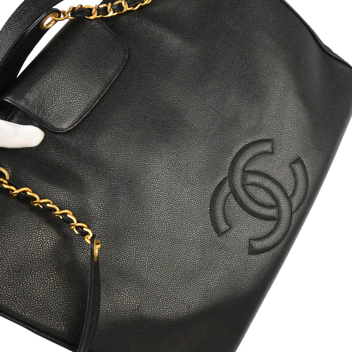 Chanel 1994-1996 Black Caviar Supermodel Shoulder Bag