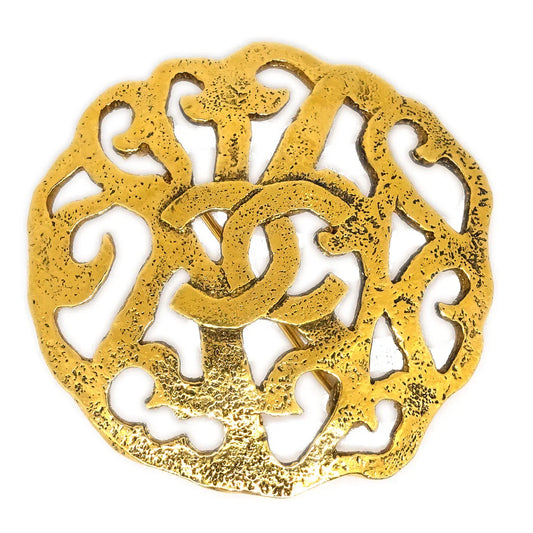 Chanel Medallion Brooch Pin Gold 25