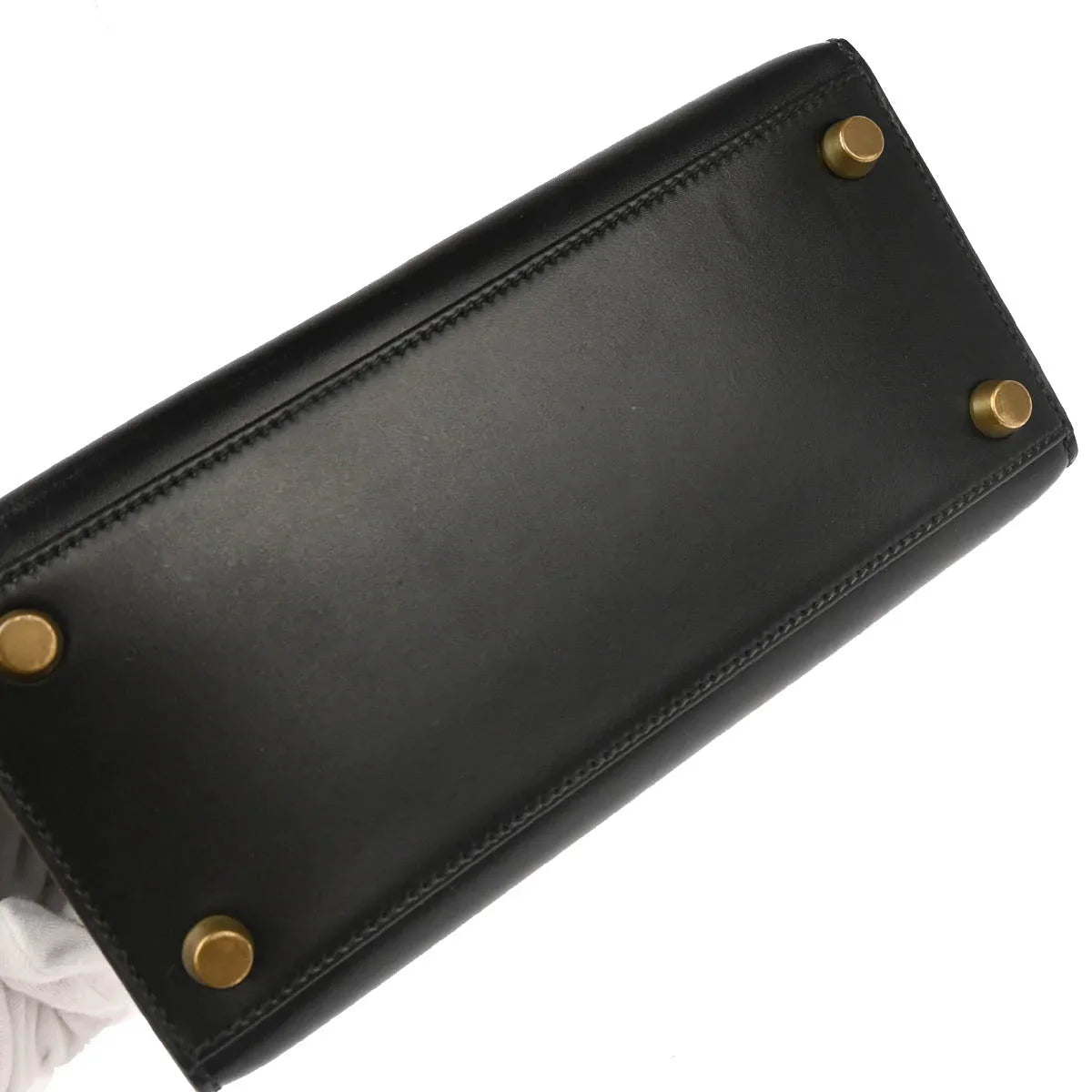 Hermes 1991 Black Box Calf Mini Kelly 20 Sellier 2way Shoulder Handbag