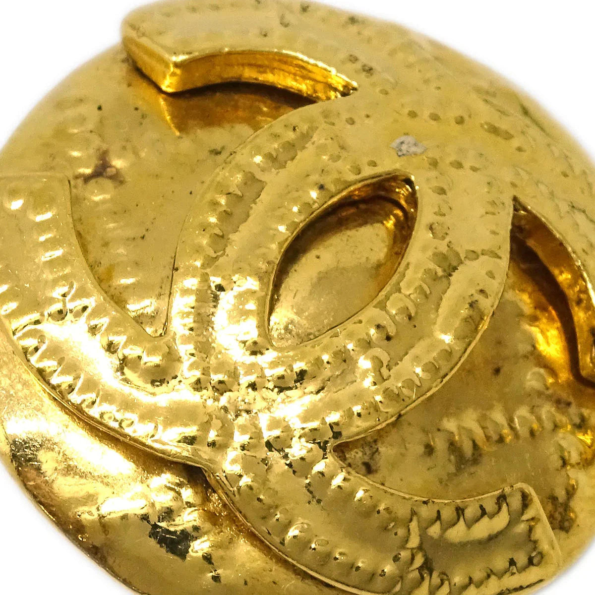 Chanel Button Earrings Clip-On Gold 94P