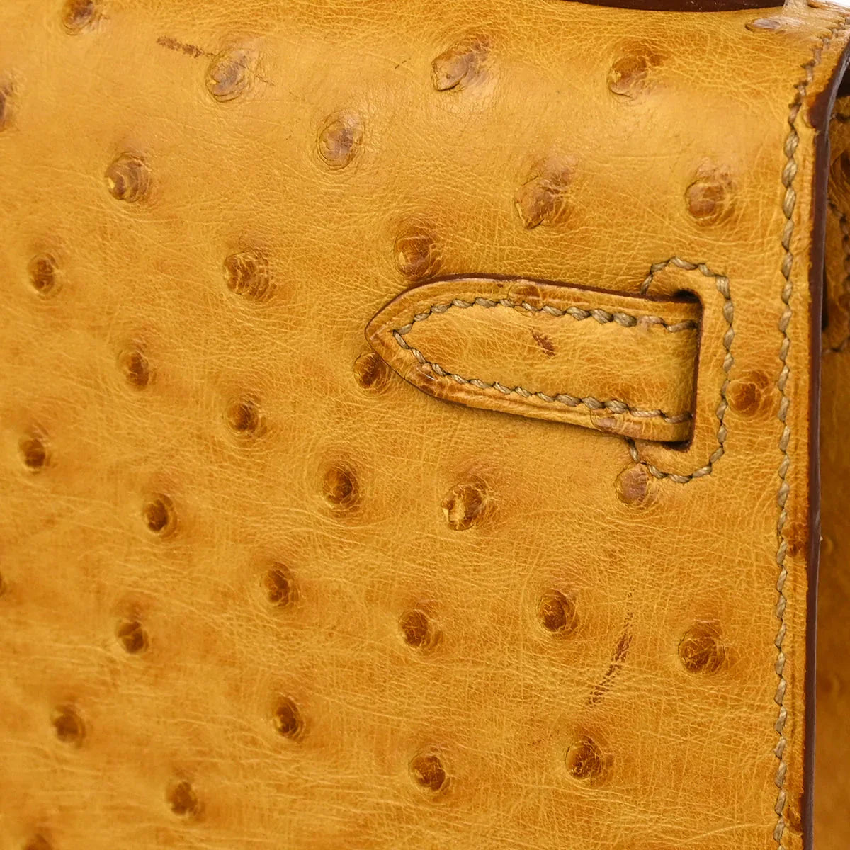 Hermes * 2000 Saffron Ostrich Mini Kelly 20 Sellier 2way Shoulder Handbag
