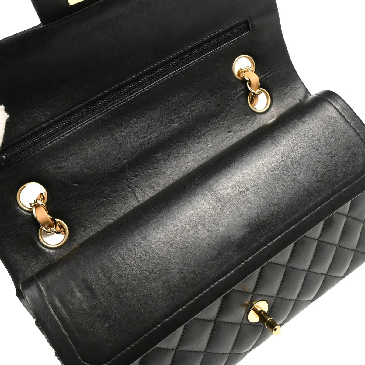 Chanel 2003-2004 Black Lambskin Medium Classic Double Flap Shoulder Bag