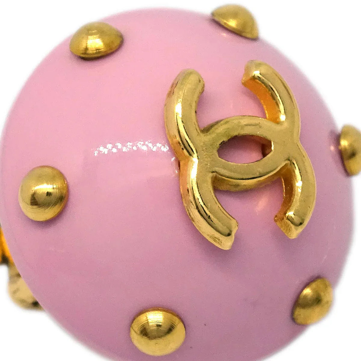 Chanel Button Earrings Clip-On Pink 96C