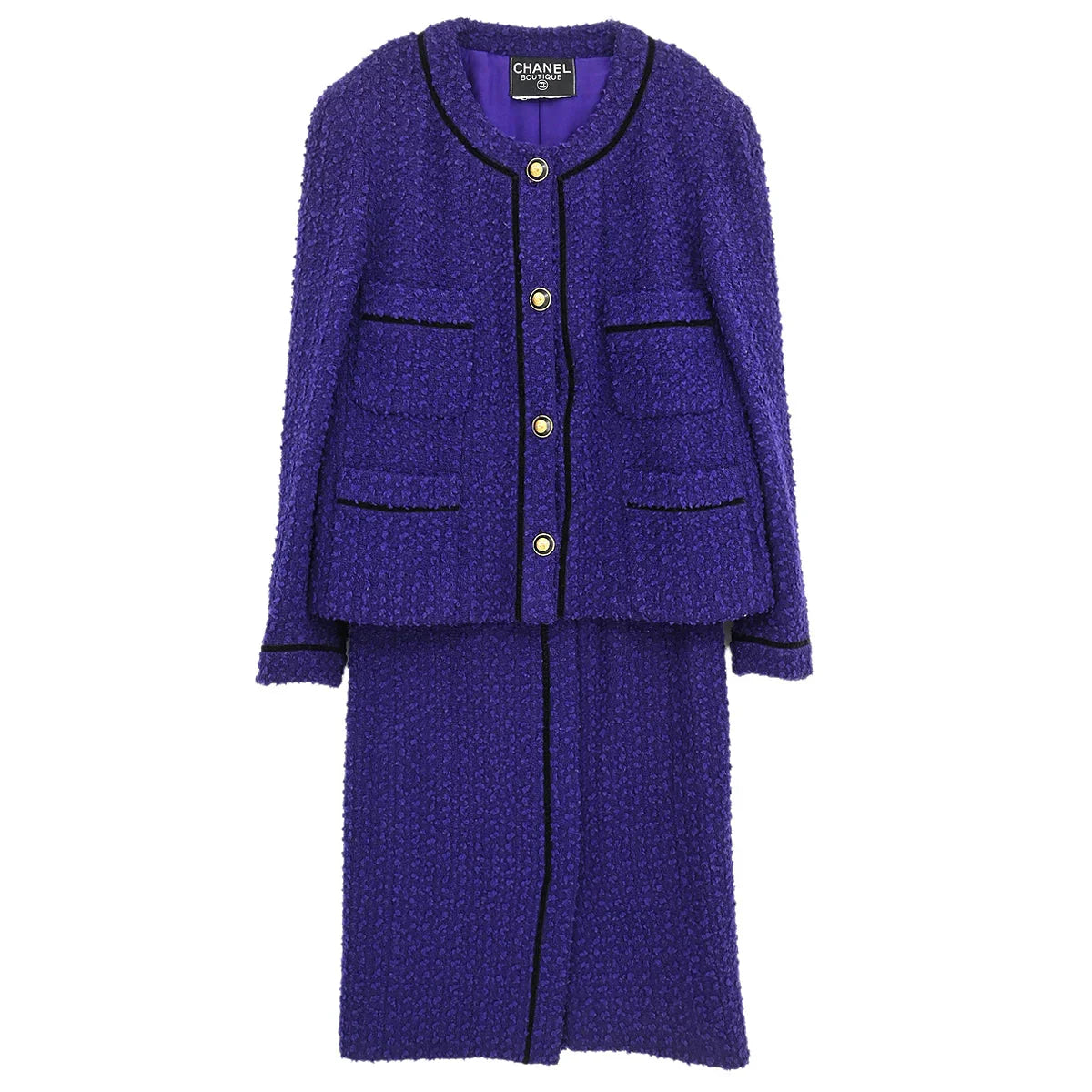 Chanel 1993 Setup Suit Jacket Skirt Purple #38