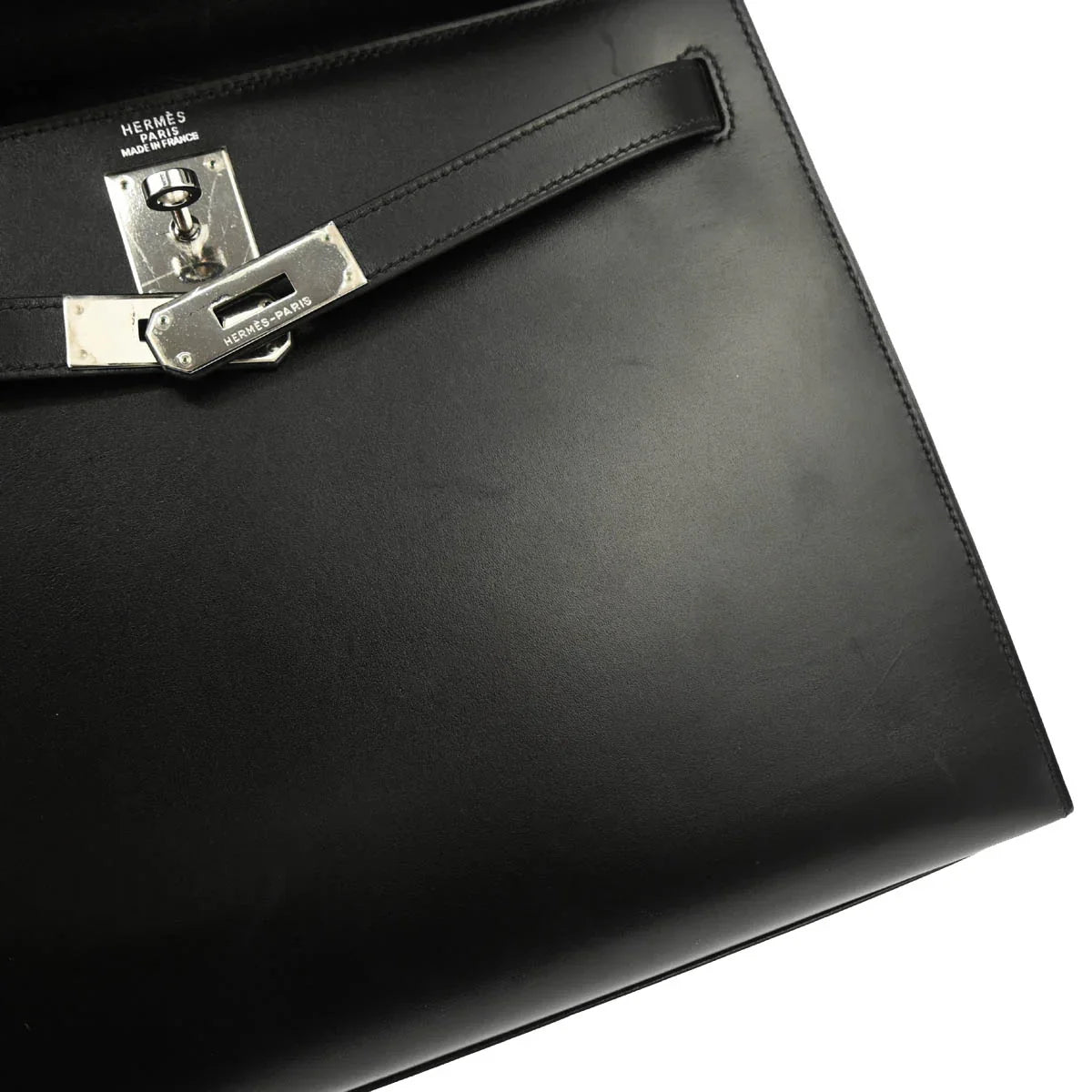 Hermes 2003 Black Box Calf Kelly 32 Sellier 2way Shoulder Handbag