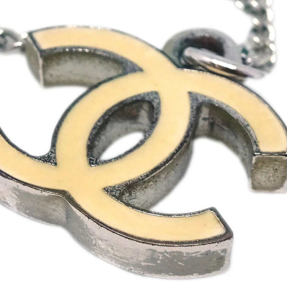 Chanel Chain Necklace Silver White 06V
