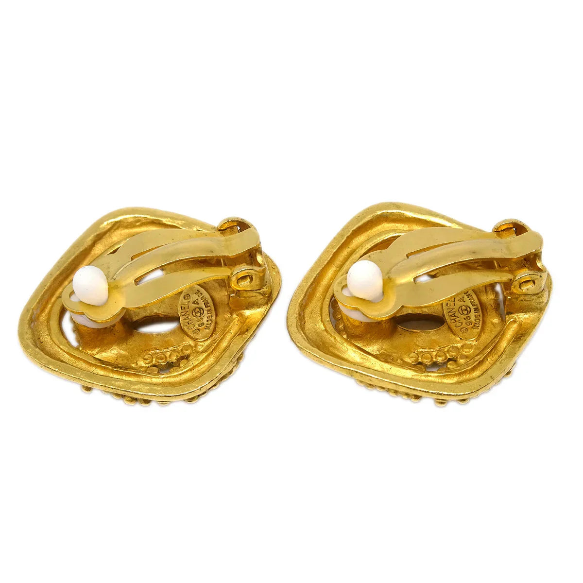 Chanel Rhombus Earrings Clip-On Gold 96A