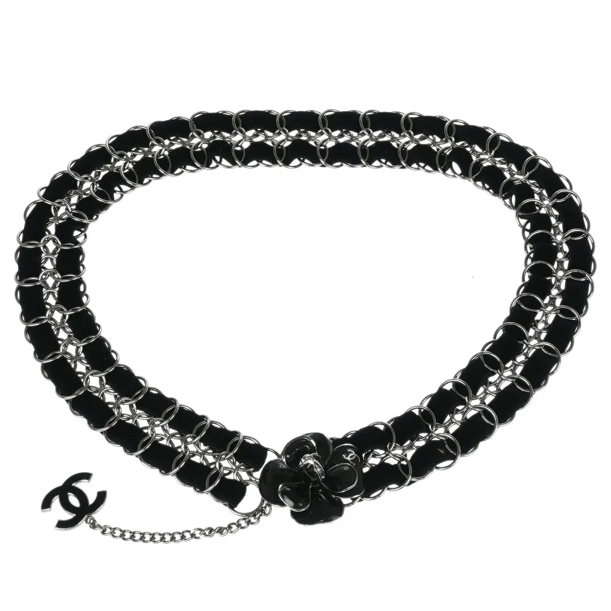 Chanel Black Velvet Belt 06A Small Good