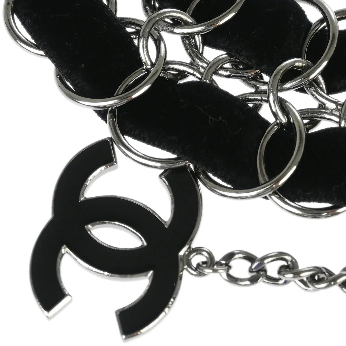 Chanel Black Velvet Belt 06A Small Good