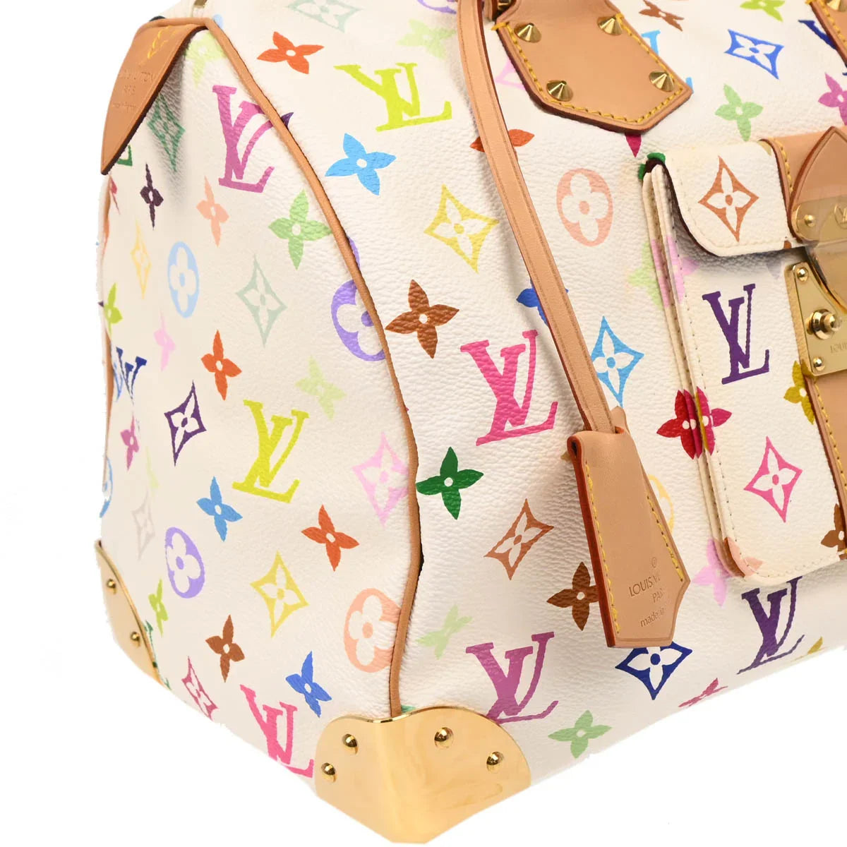 Louis Vuitton 2003 White Monogram Multicolor Speedy 30 Handbag M92643