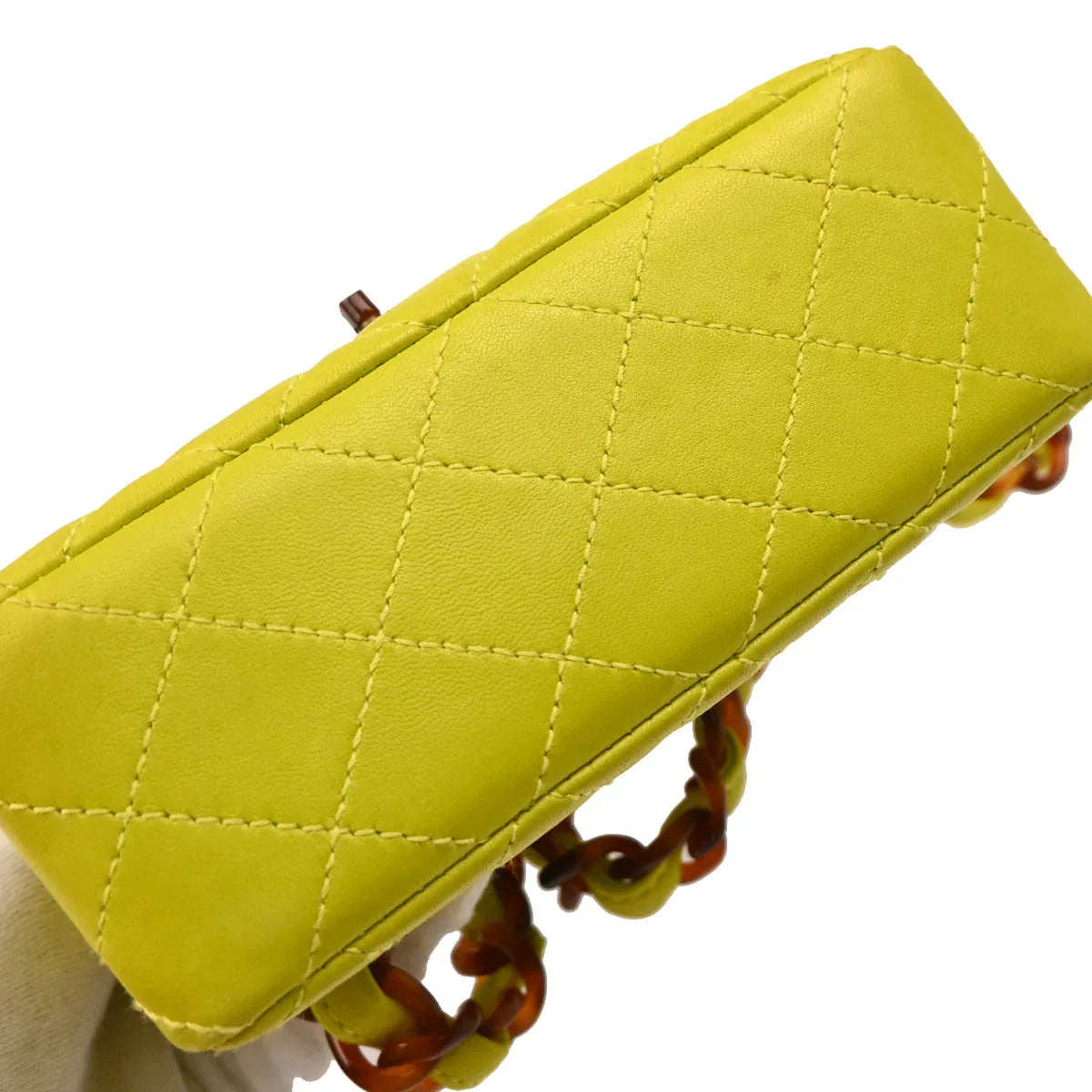 Chanel 1996-1997 Light Green Lambskin Mini Classic Square Flap Shoulder Bag 17
