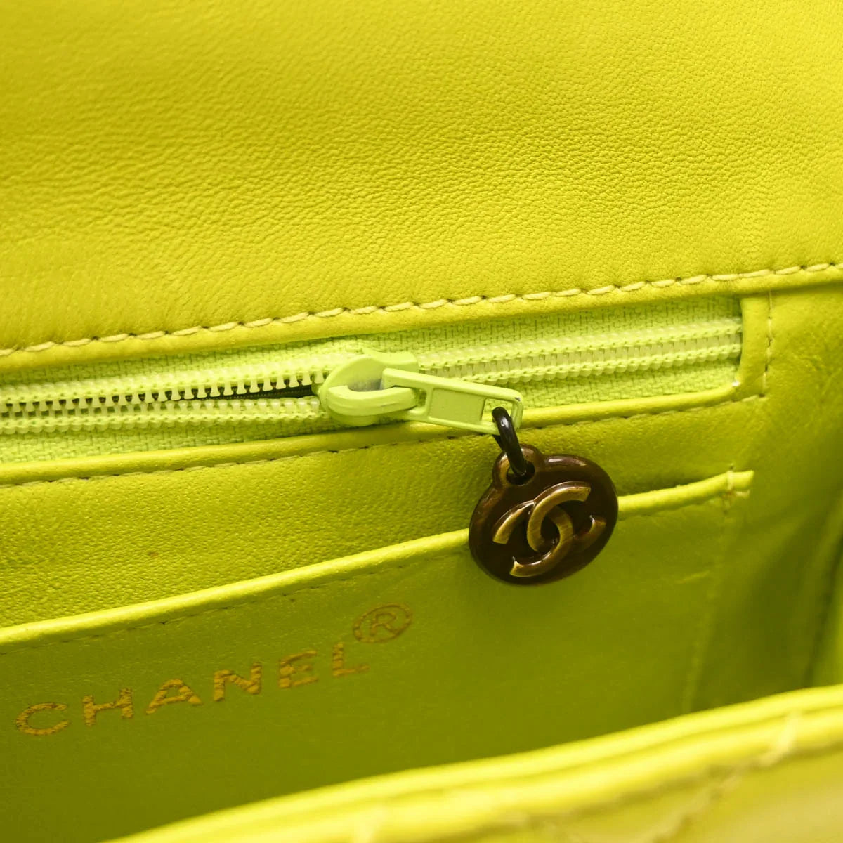 Chanel 1996-1997 Light Green Lambskin Mini Classic Square Flap Shoulder Bag 17