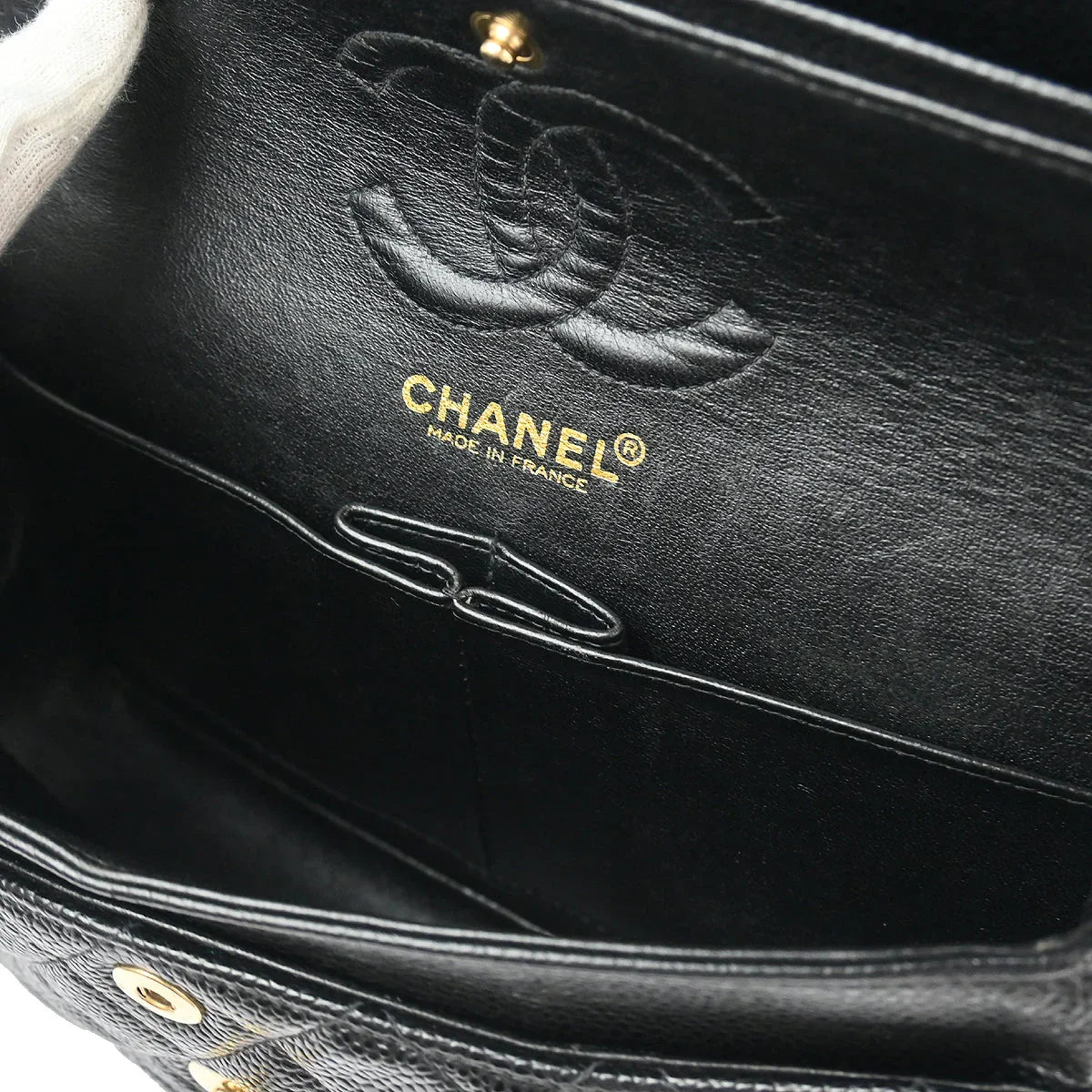 Chanel 2002-2003 Black Caviar Small Classic Double Flap Shoulder Bag