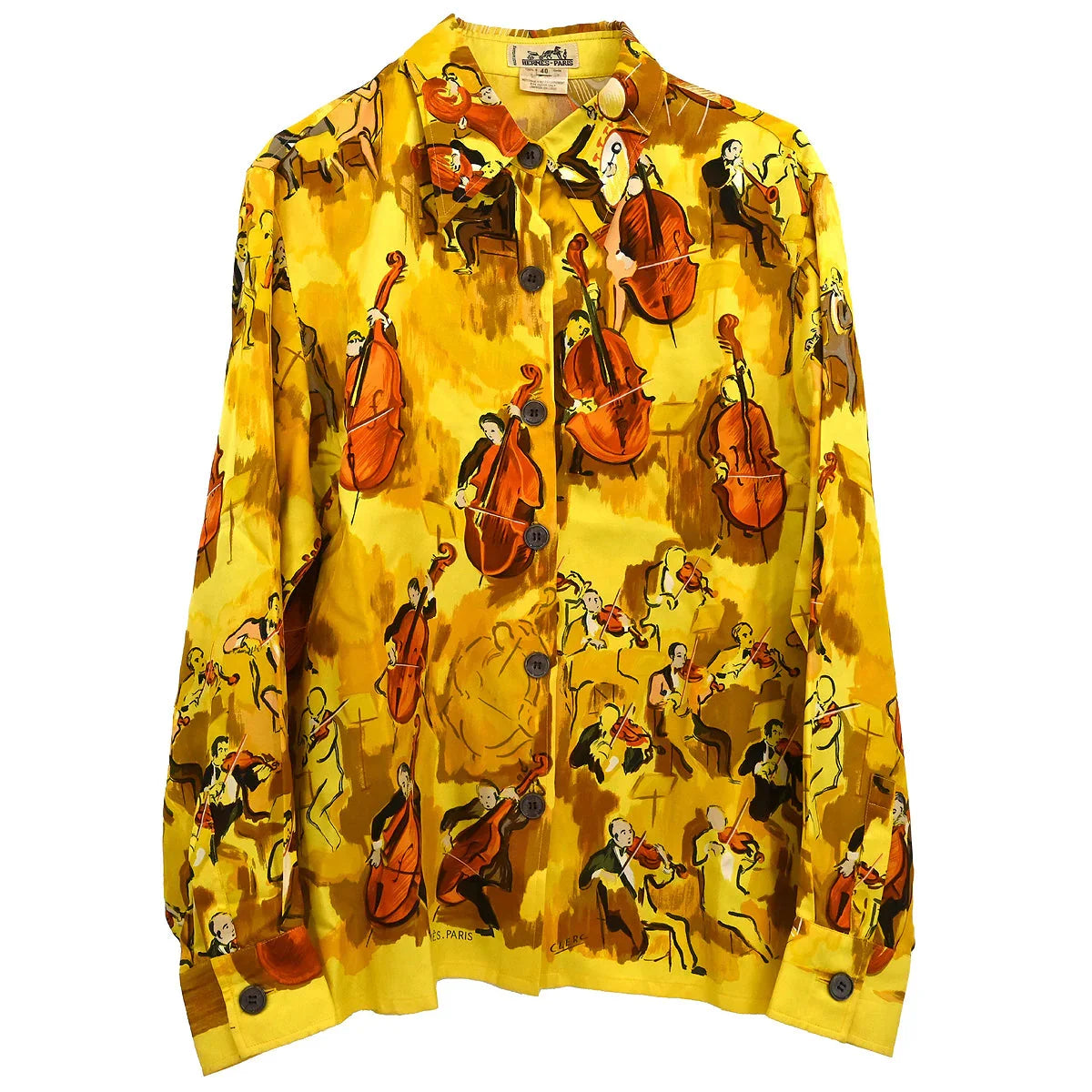 Hermes Shirt Blouse Yellow #40
