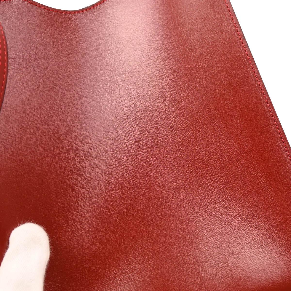Hermes Rouge H Box Calf Onimaitou Crossbody Pochette Shoulder Bag