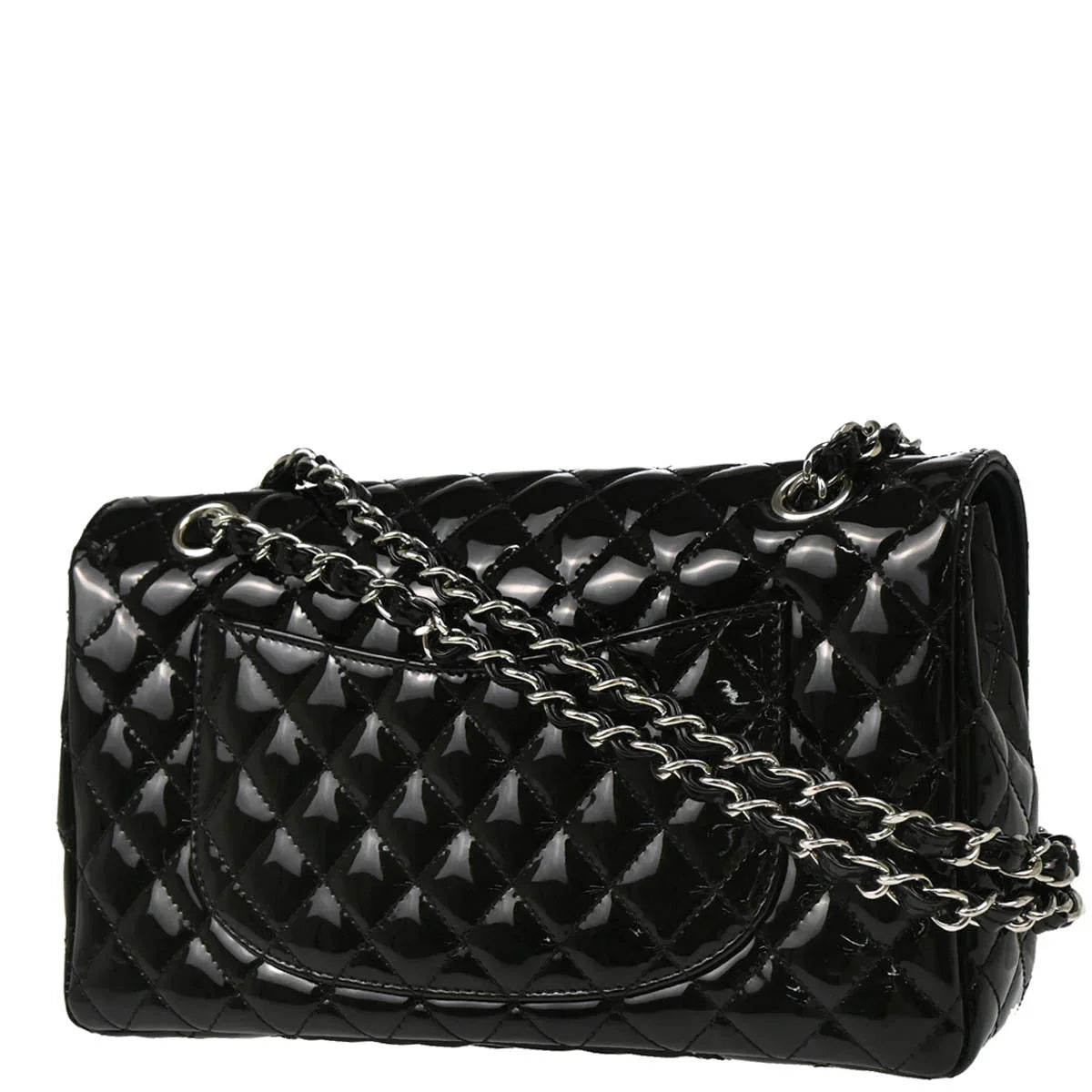 Chanel 2006-2008 Black Patent Leather Single Flap Shoulder Bag