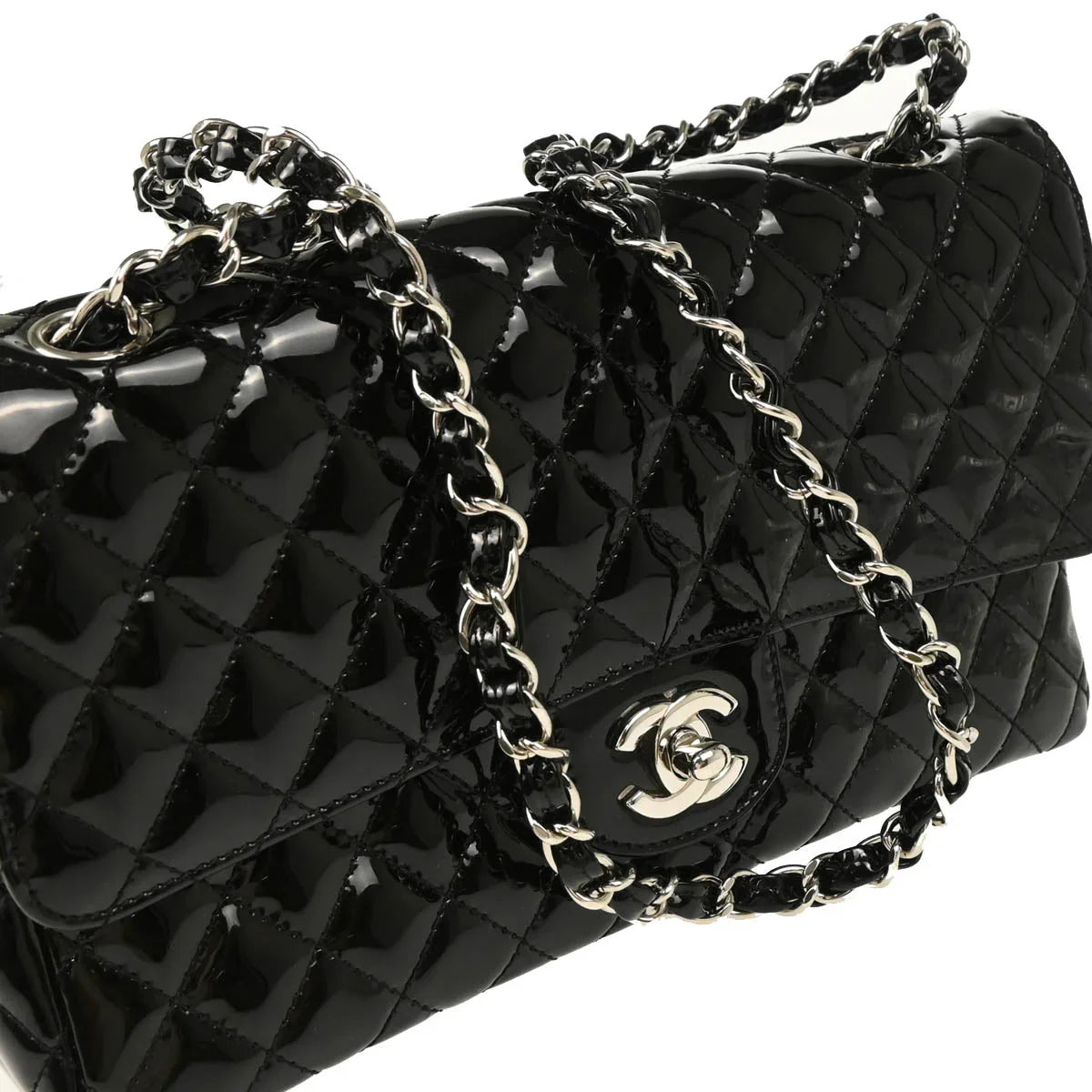 Chanel 2006-2008 Black Patent Leather Single Flap Shoulder Bag