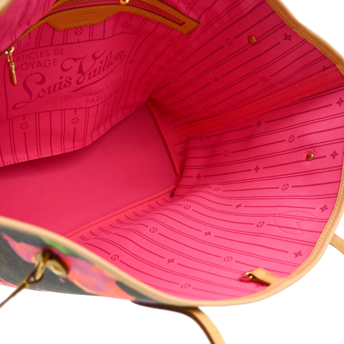 Louis Vuitton 2009 Monogram Rose Neverfull MM Shoulder Tote Bag M48613