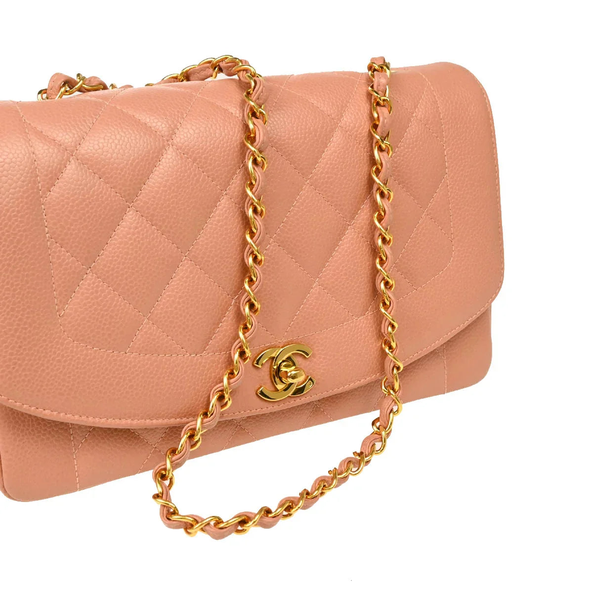 Chanel 1994-1996 Pink Caivar Medium Diana Shoulder Bag